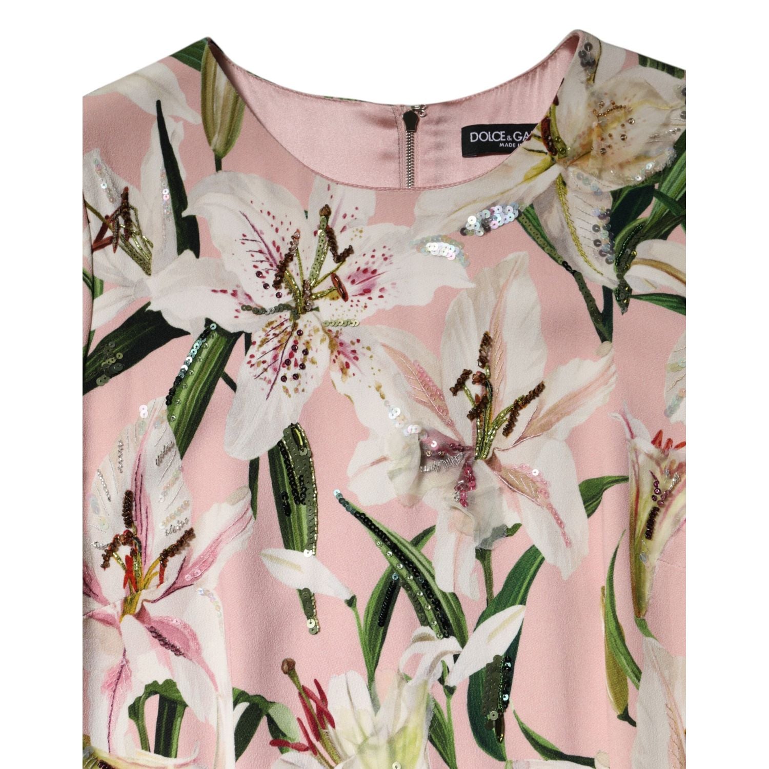 Dolce & Gabbana Pink Lily Viscose Sheath Stretch Midi Dress