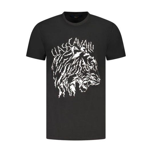 Cavalli Class Black Cotton Men T-Shirt CA-36688-XXL