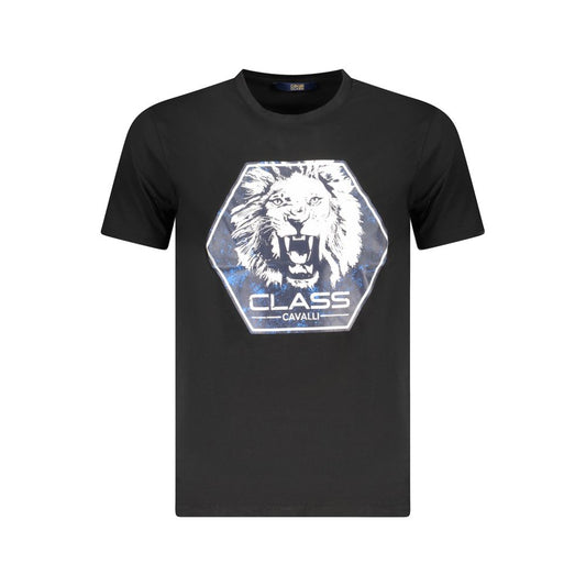 Cavalli Class Black Cotton Men T-Shirt CA-36657-XL