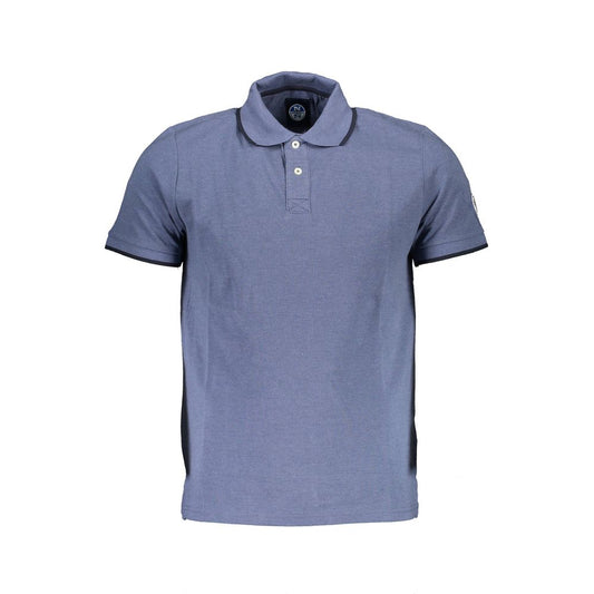 North Sails Blue Cotton Men Polo Shirt with short sleeves and contrasting details, showcasing a stylish logo.