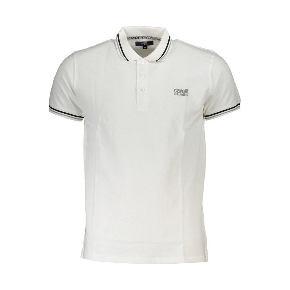 Cavalli Class White Cotton Men Polo Shirt CA-37717-XXL