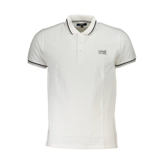 Cavalli Class White Cotton Men Polo Shirt CA-37717-XXL