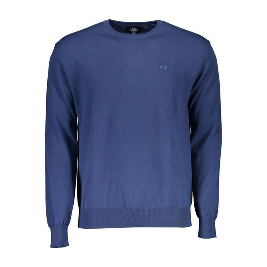 La Martina Blue Cotton Men Sweater LA-13234-S