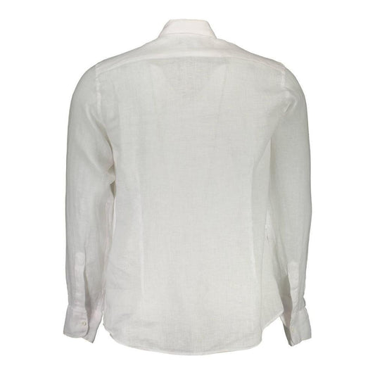 La Martina White Linen Men Shirt LA-13430-S