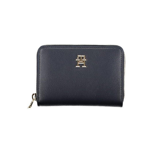 Tommy Hilfiger Sleek Blue Multipurpose Wallet with Zip Closure