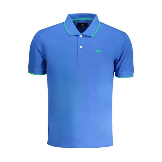 La Martina Blue Cotton Polo Shirt LA-30435-S