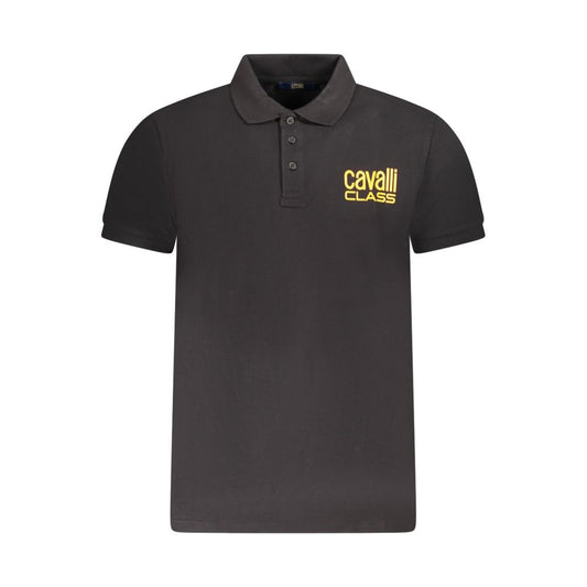 Cavalli Class Black Cotton Men Polo Shirt CA-38621-M