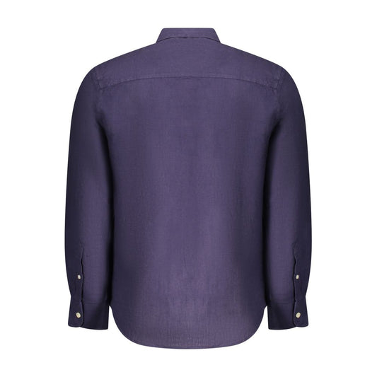 North Sails Blue Linen Men Shirt NO-38636-S
