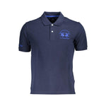 La Martina Blue Cotton Men Polo Shirt LA-37100-M