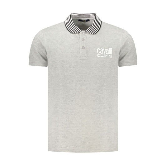 Cavalli Class Gray Cotton Polo Shirt CA-38693-M