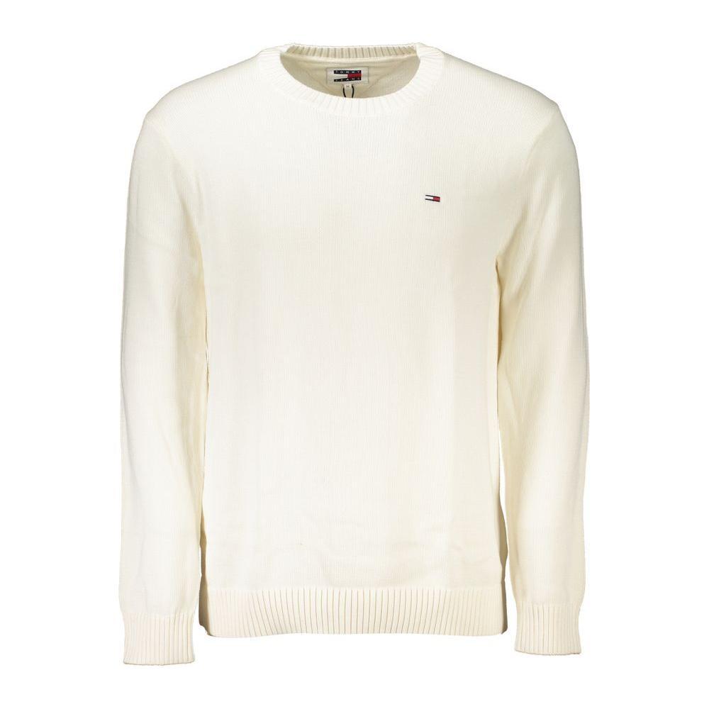 Tommy Hilfiger Chic White Crew Neck Cotton Sweater TO-27358-M