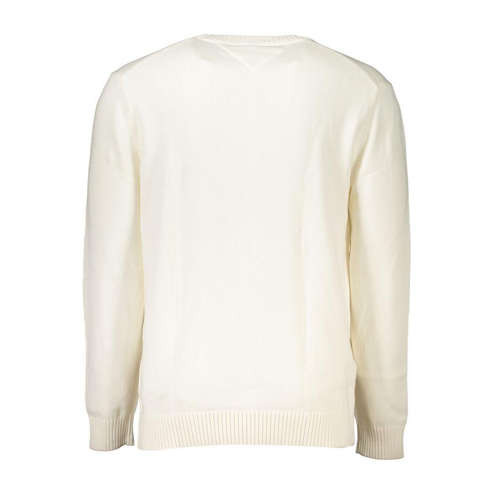 Tommy Hilfiger Chic White Crew Neck Cotton Sweater TO-27358-M
