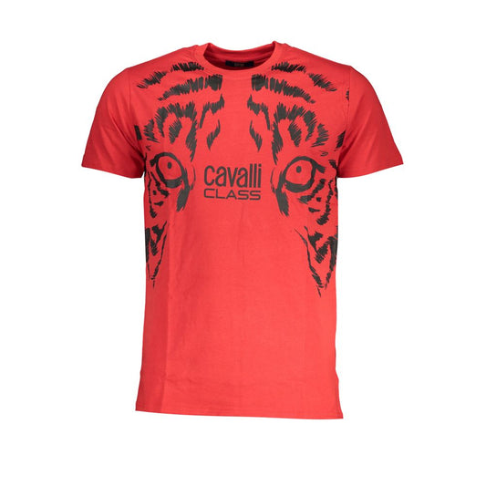 Cavalli Class Red Cotton T-Shirt CA-28605-M