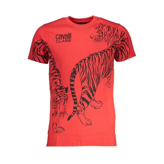Cavalli Class Red Cotton T-Shirt CA-28615-L