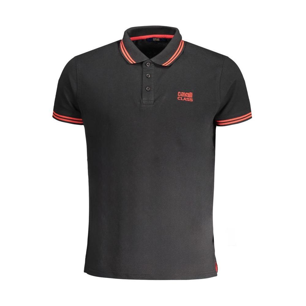 Cavalli Class Black Cotton Polo Shirt CA-30274-L