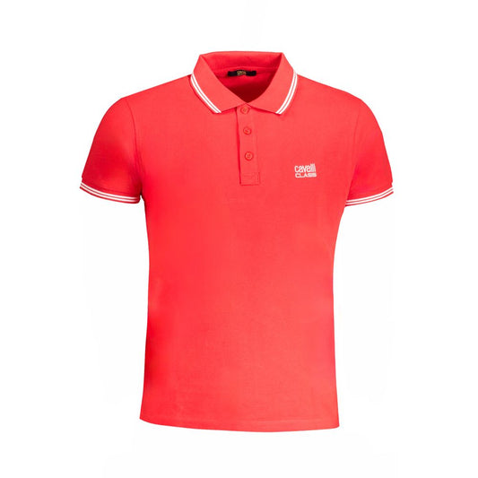 Cavalli Class Red Cotton Polo Shirt CA-31308-M