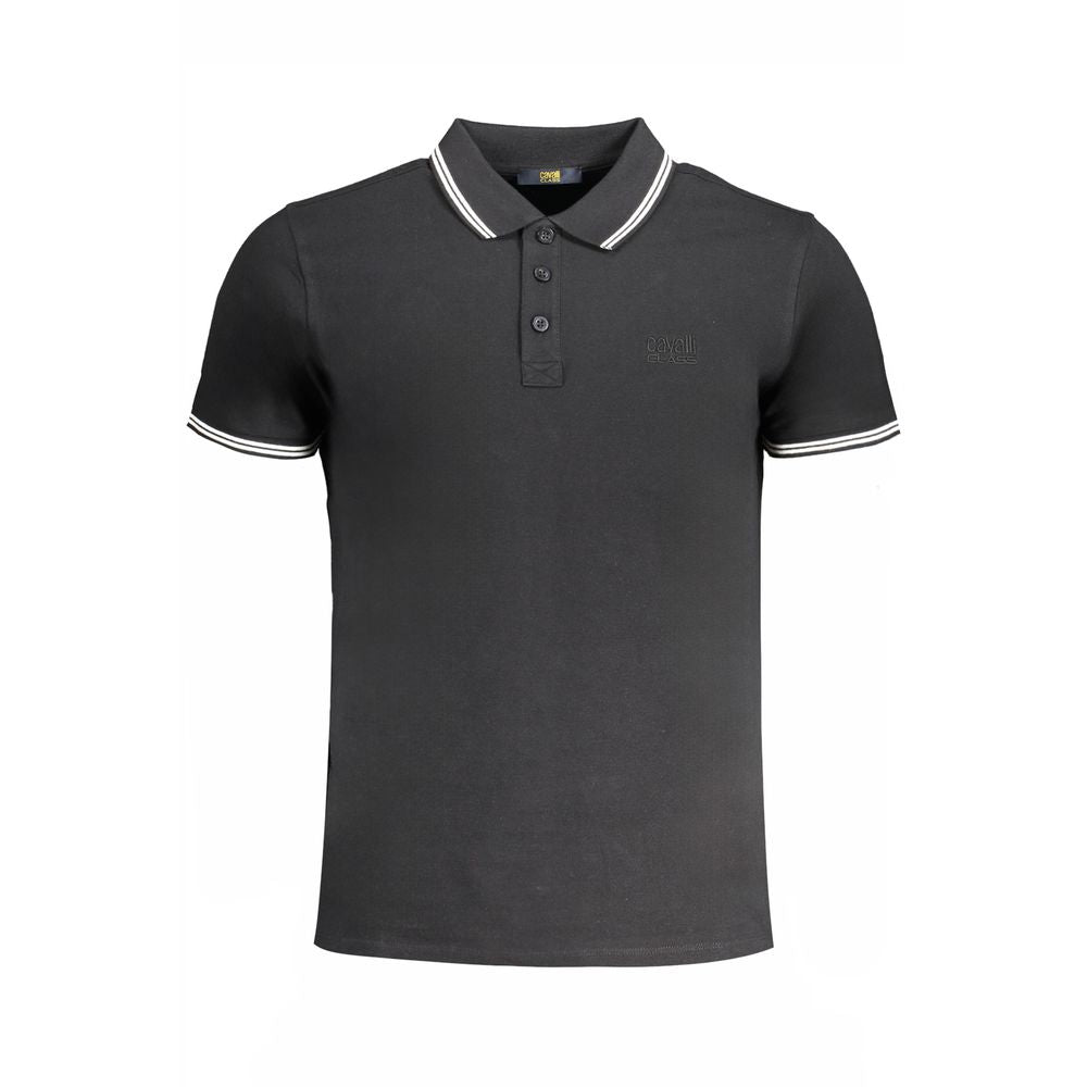 Cavalli Class Black Cotton Polo Shirt CA-31312-M