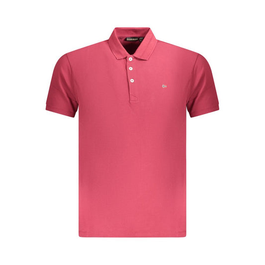 Napapijri Red Cotton Men Polo Shirt with Napapijri logo, short sleeves, and a three-button design.