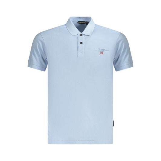 Napapijri Light Blue Cotton Men Polo Shirt NA-35694-M