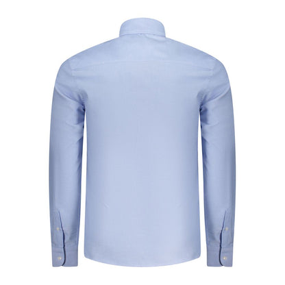 Back view of North Sails Light Blue Cotton Men Shirt with long sleeves and button-down collar.