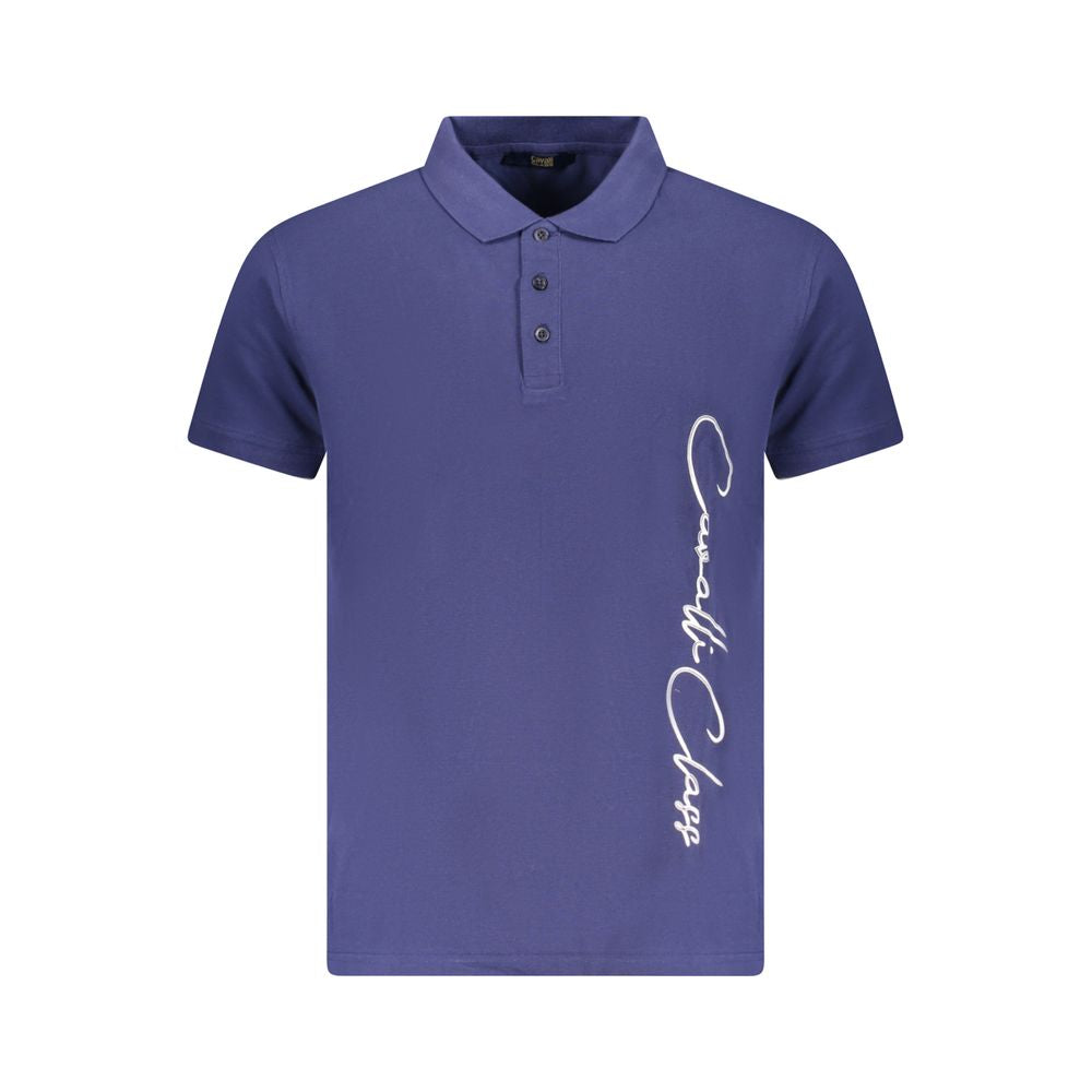 Cavalli Class Blue Cotton Polo Shirt