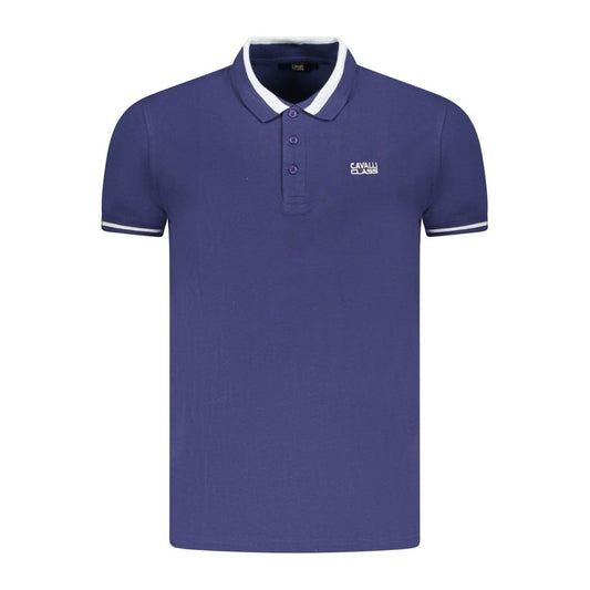 Cavalli Class Blue Cotton Men Polo Shirt CA-36682-M