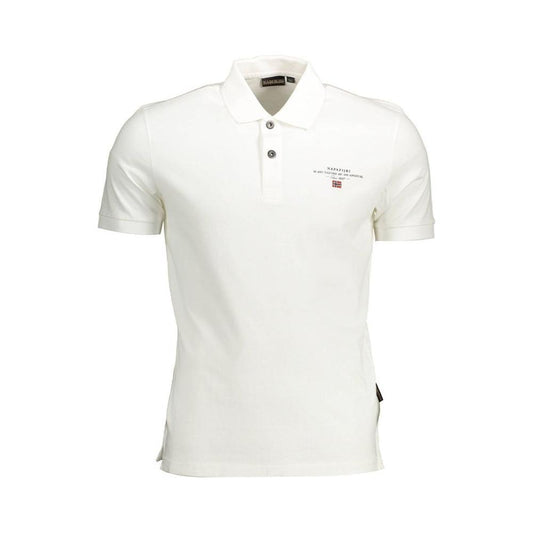 Napapijri White Cotton Men Polo Shirt NA-37237-S