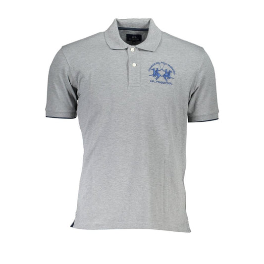 La Martina Brown Cotton Men Polo Shirt with embroidered logo, showcasing sporty elegance and comfort.
