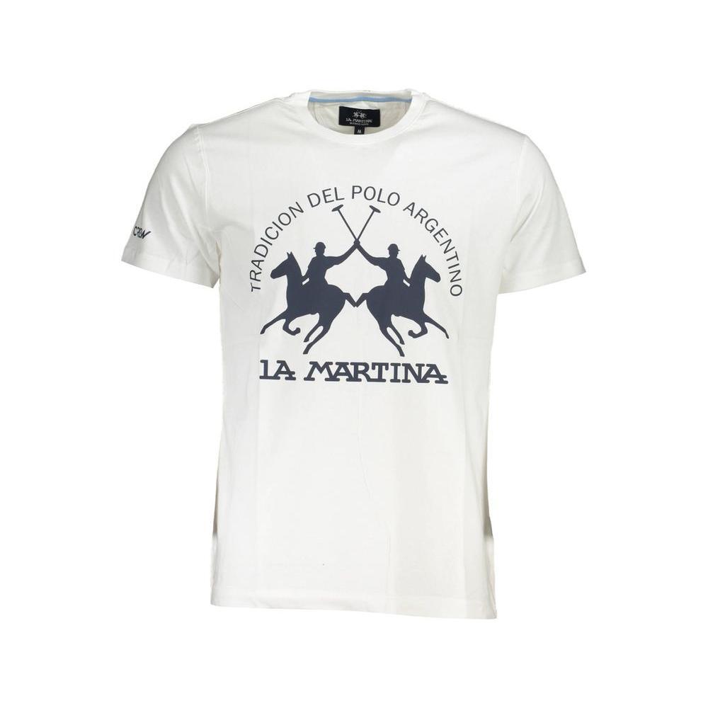 La Martina White Cotton Men T-Shirt LA-37732-M