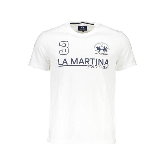 La Martina White Cotton Men T-Shirt LA-37747-M