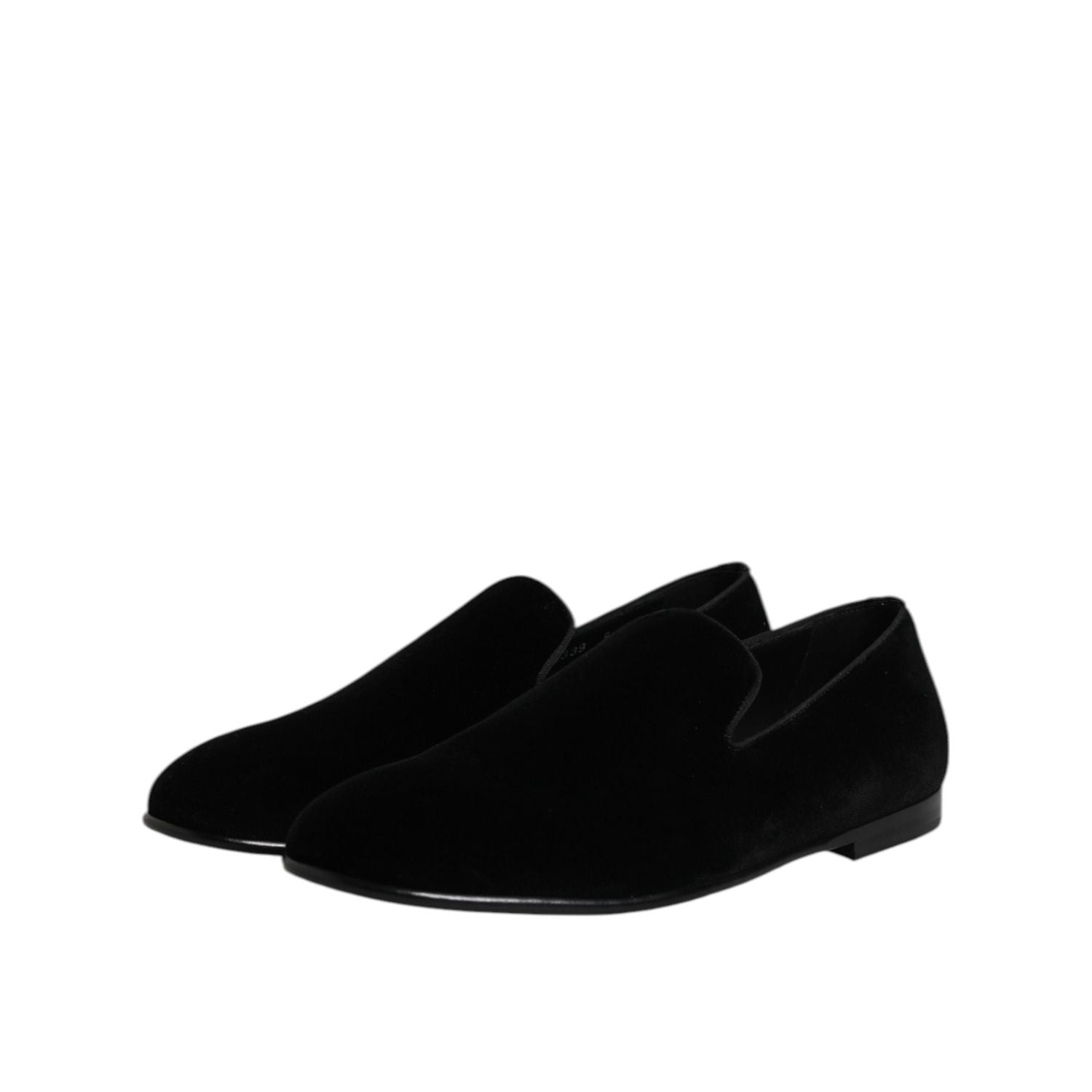 Dolce & Gabbana Black Velvet Slip On Loafers Formal Shoes