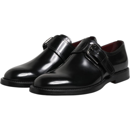Dolce & Gabbana Black Leather Monk Strap Derby Formal Shoes