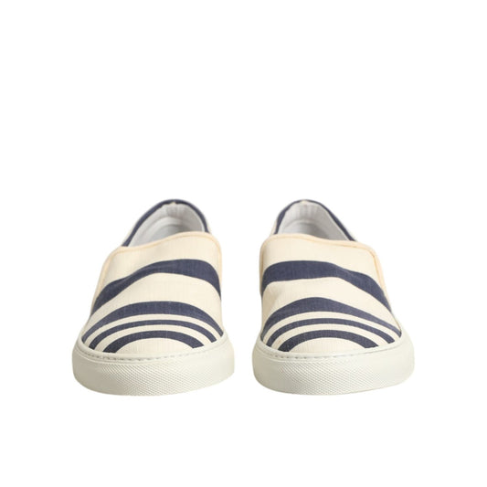 Jucca Blue White Striped Canvas Men Low Top Casual Shoes MV7273-41
