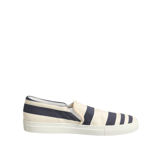 Jucca Blue White Striped Canvas Men Low Top Casual Shoes MV7273-41