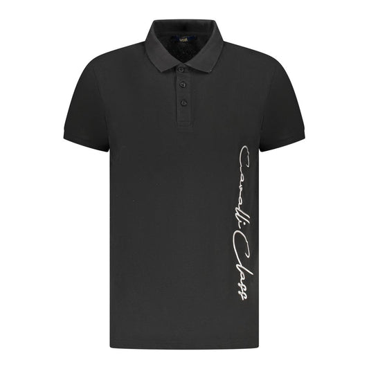 Cavalli Class Black Cotton Men Polo Shirt CA-36633-XL