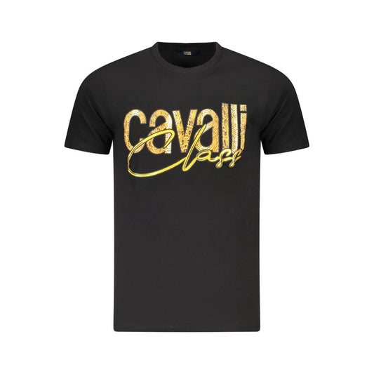 Cavalli Class Black Cotton Men T-Shirt CA-36675-M