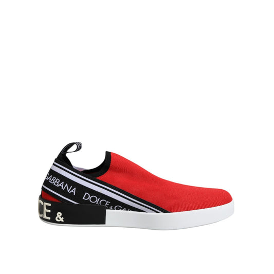 Dolce & Gabbana Red Logo Low Top Slip On Men Sneakers Shoes MV7290-40