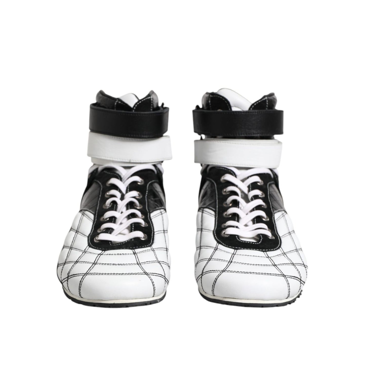 Dolce & Gabbana Black White Leather High Top Sneakers Shoes
