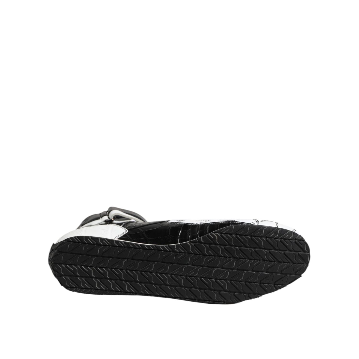 Dolce & Gabbana Black White Leather High Top Sneakers Shoes