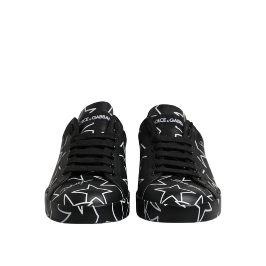 Dolce & Gabbana Black White Stars Low Top Men Sneakers Shoes MV7340-39