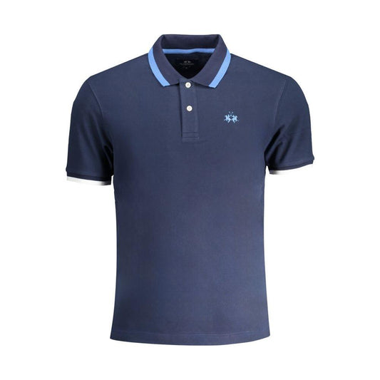 La Martina Blue Cotton Polo Shirt LA-30444-S