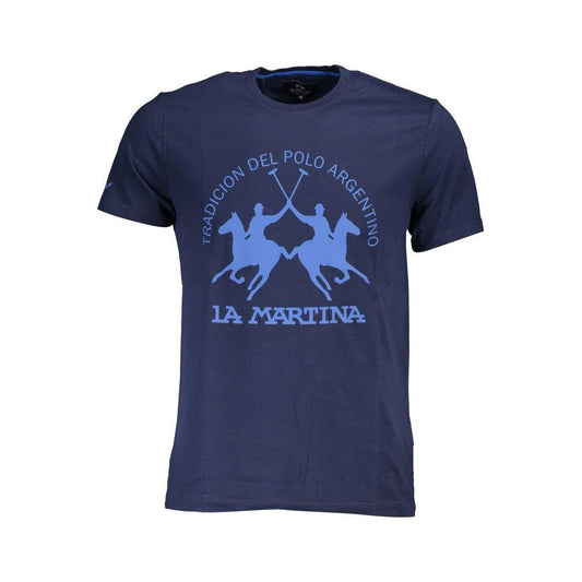 La Martina Blue Cotton Men T-Shirt LA-37678-M