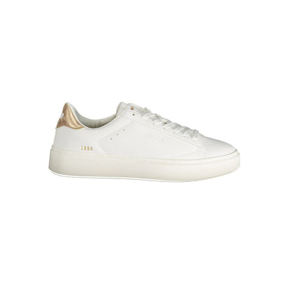 Gas White Polyester Women Sneaker with bronze accents and sleek print