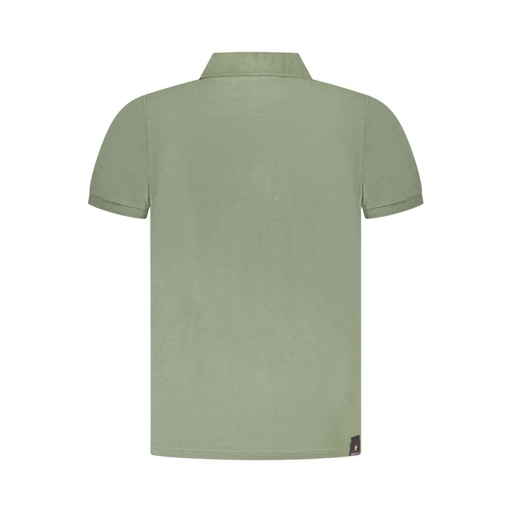 Back view of Accademia Militare Green Cotton Polo Shirt with short sleeves and 3 buttons.