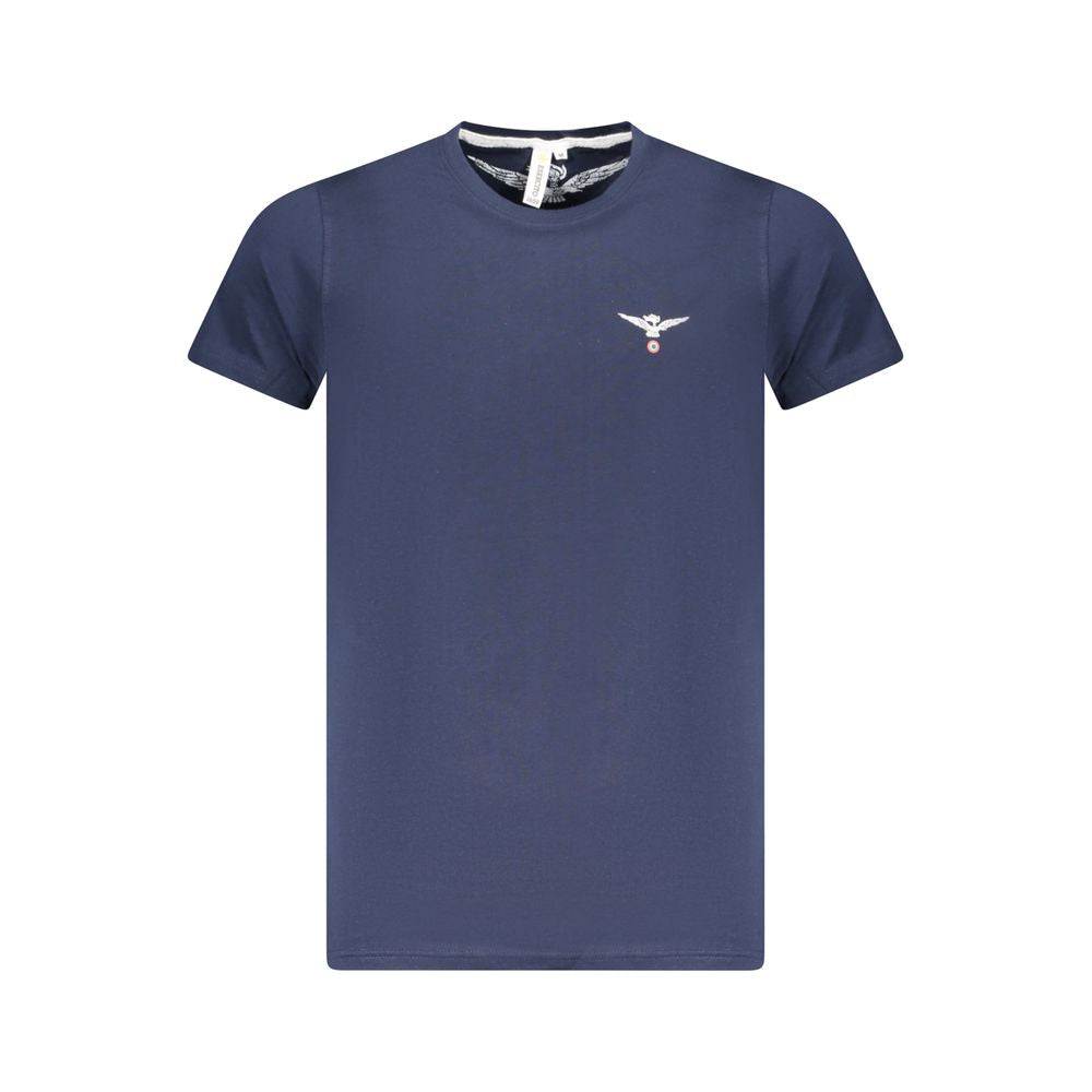 Accademia Militare Blue Cotton T-Shirt with eagle ball print and crew neck design