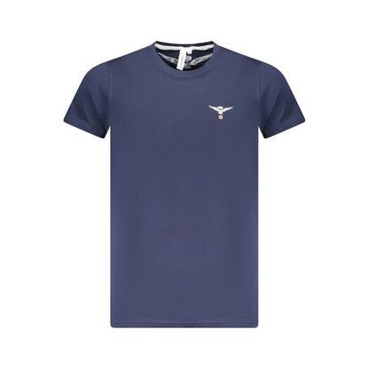 Accademia Militare Blue Cotton T-Shirt with eagle ball print and crew neck design