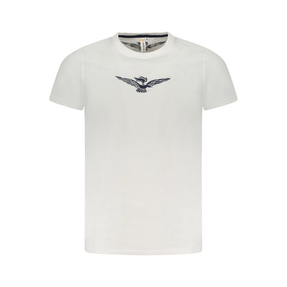 Accademia Militare White Cotton T-Shirt with Big Eagle graphic, crew neck, short sleeves.