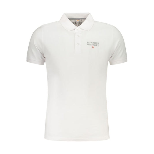 Accademia Militare White Cotton Polo Shirt with short sleeves, logo, and 3 buttons