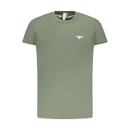 Accademia Militare Green Cotton T-Shirt with eagle print and crew neck