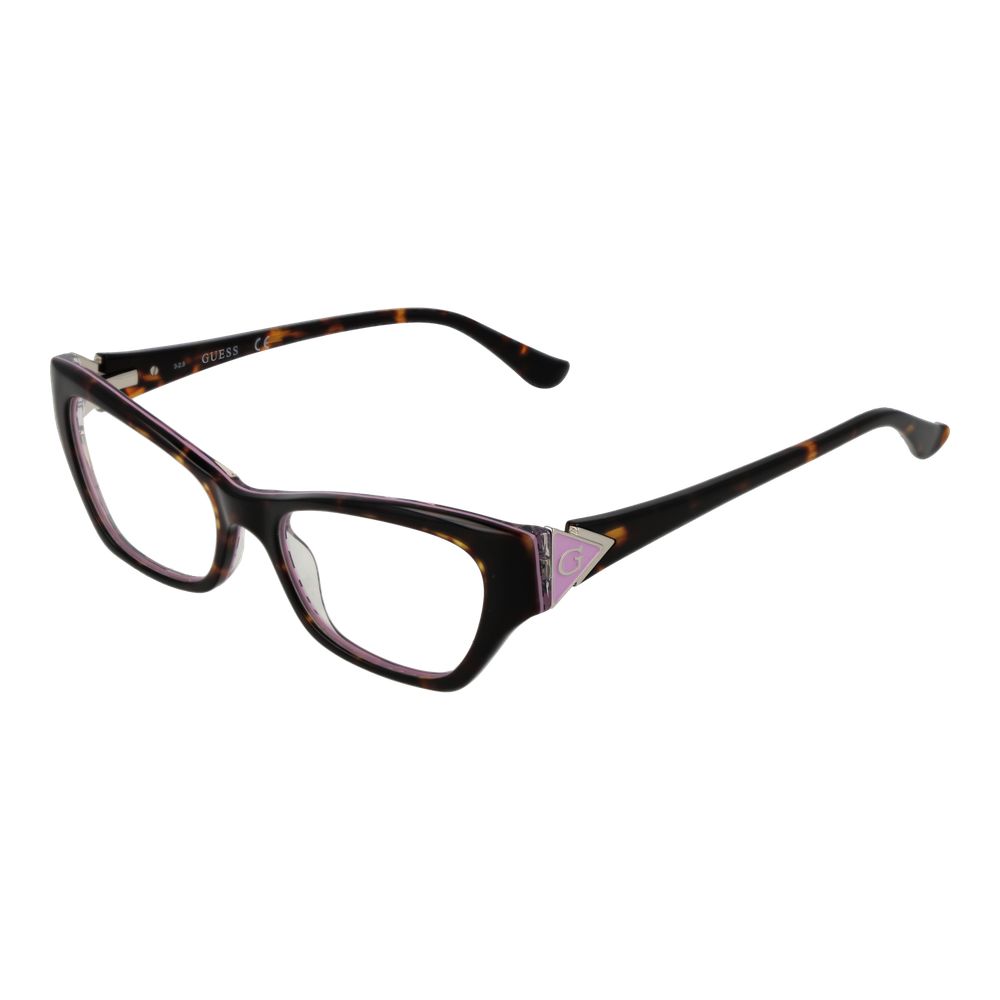 Guess Brown Women Glasses Frame, full-rim cat eye style, plastic material, brown color
